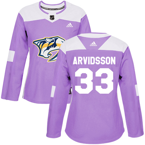 Adidas Predators #33 Viktor Arvidsson Purple Authentic Fights Cancer Women's Stitched NHL Jersey - Click Image to Close